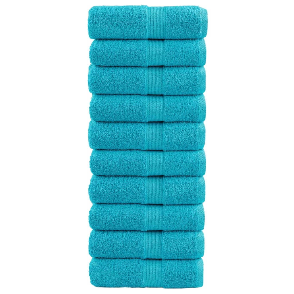 vidaXL Ręczniki myjące Premium SOLUND 10 szt. Turkusowe 30x30 cm 600 gsm