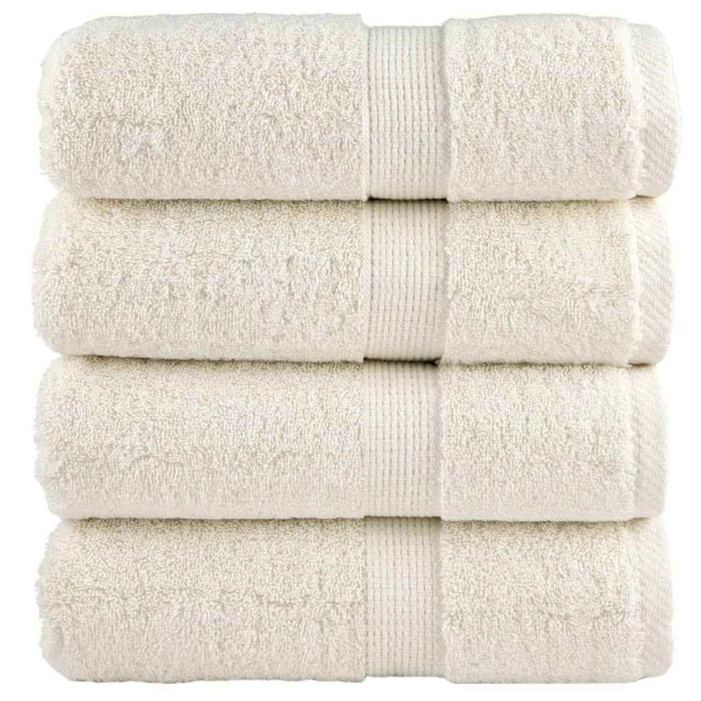 vidaXL Ręczniki myjące Premium SOLUND 4 szt. Kremowe 30x30 cm 600 gsm
