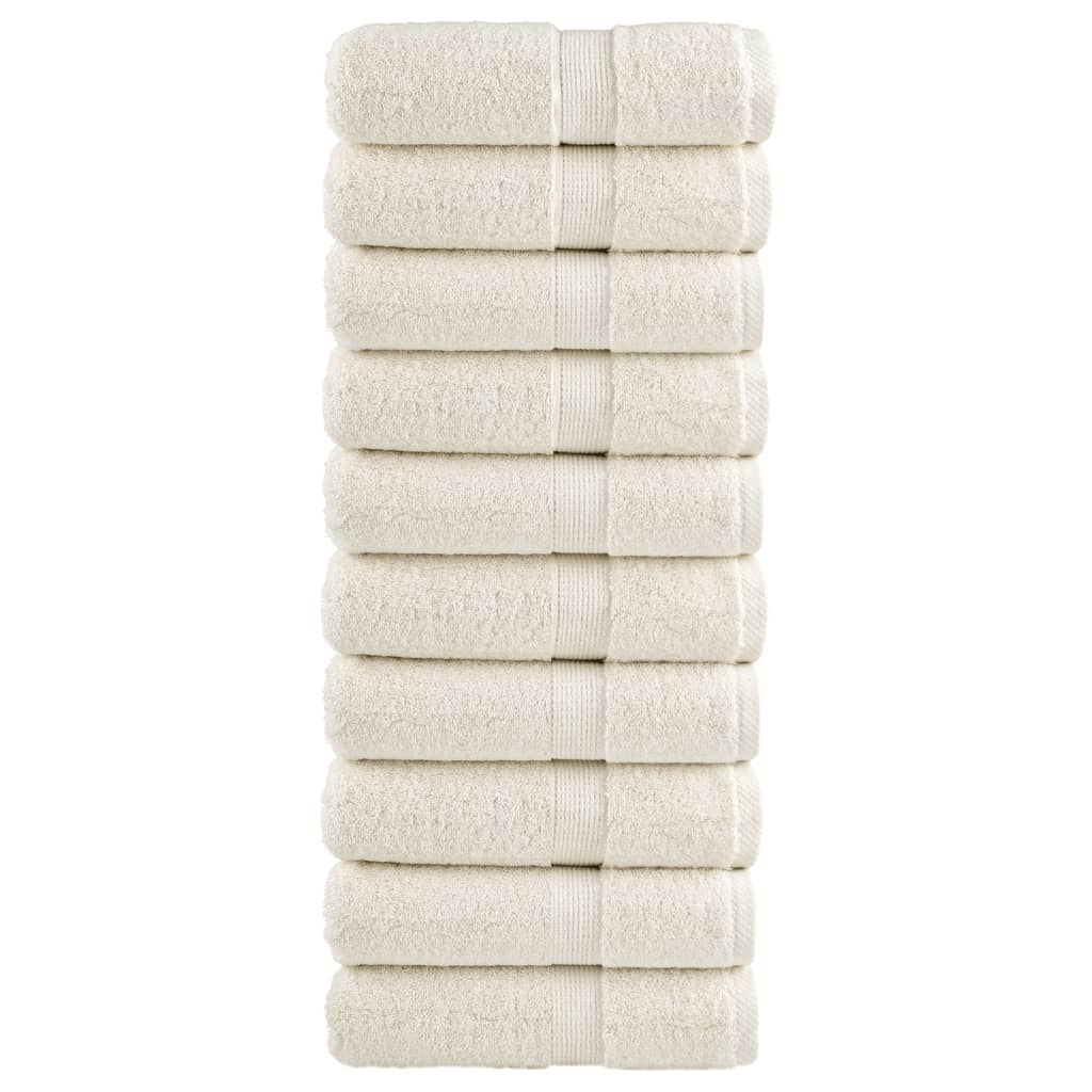 vidaXL Ręczniki myjące Premium SOLUND 10 szt. Kremowe 30x30 cm 600 gsm