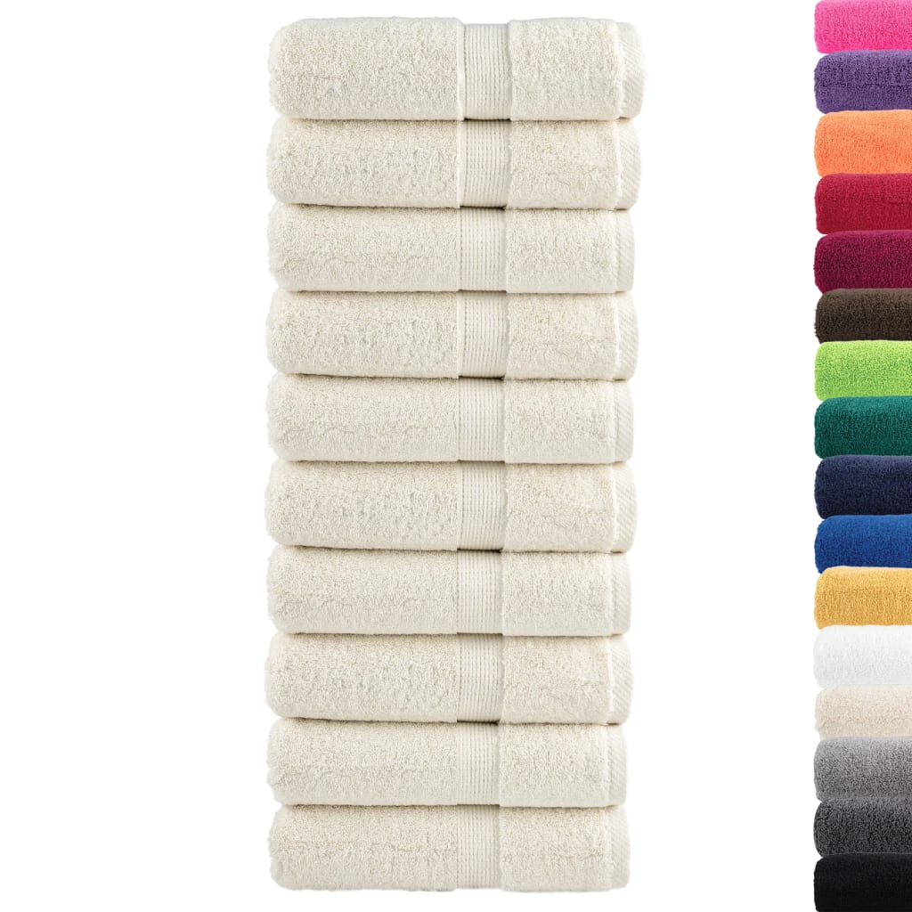vidaXL Ręczniki myjące Premium SOLUND 10 szt. Kremowe 30x30 cm 600 gsm