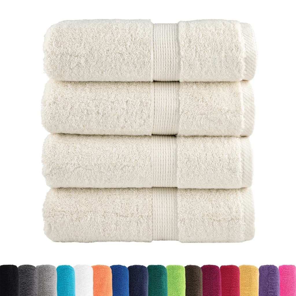 vidaXL Ręczniczki premium SOLUND, 4 szt., kremowe, 30x50 cm, 600 g/cm²