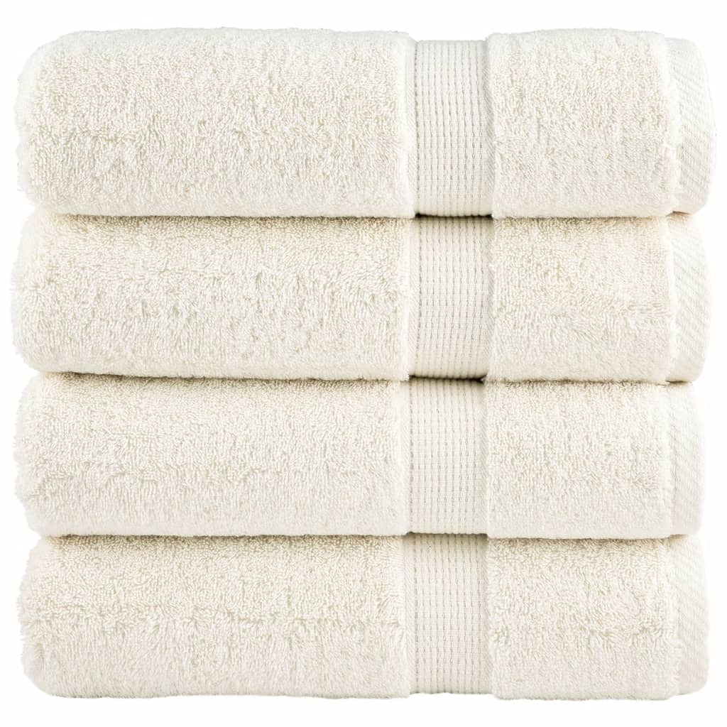 vidaXL Ręczniki premium SOLUND, 4 szt., kremowe, 50x100 cm, 600 g/cm²