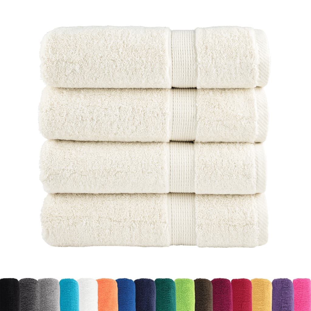 vidaXL Ręczniki premium SOLUND, 4 szt., kremowe, 50x100 cm, 600 g/cm²
