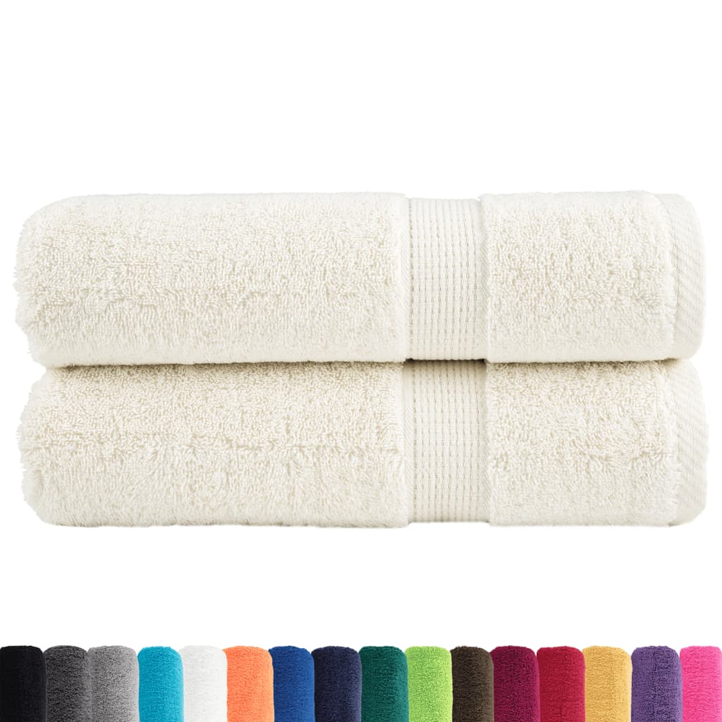 vidaXL Ręczniki premium SOLUND, 2 szt., kremowe, 70x140 cm, 600 g/cm²