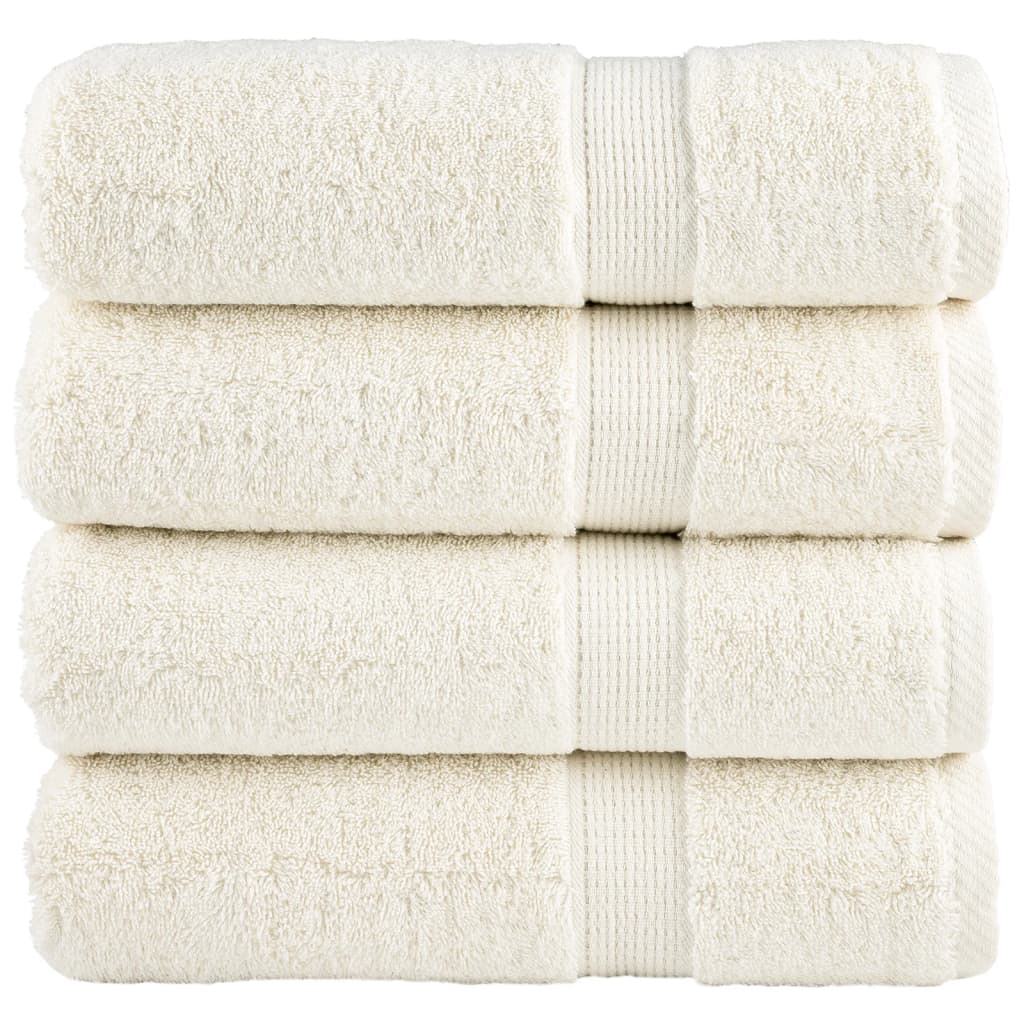 vidaXL Ręczniki premium SOLUND, 4 szt., kremowe, 70x140 cm, 600 g/cm²