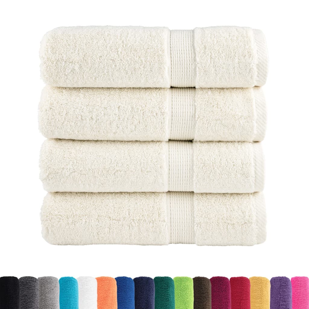 vidaXL Ręczniki premium SOLUND, 4 szt., kremowe, 70x140 cm, 600 g/cm²