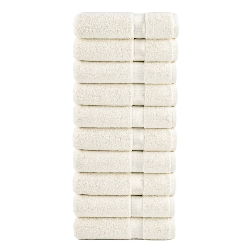 vidaXL Ręczniki premium SOLUND, 10 szt., kremowe, 70x140 cm, 600 g/cm²