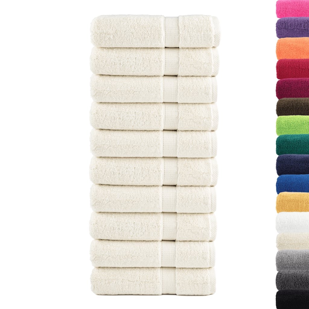 vidaXL Ręczniki premium SOLUND, 10 szt., kremowe, 70x140 cm, 600 g/cm²