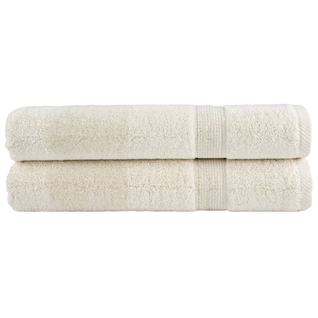 vidaXL Ręczniki premium SOLUND, 2 szt., kremowe, 80x200 cm, 600 g/cm²