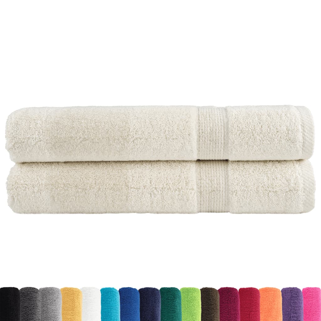 vidaXL Ręczniki premium SOLUND, 2 szt., kremowe, 100x200 cm, 600 g/cm²