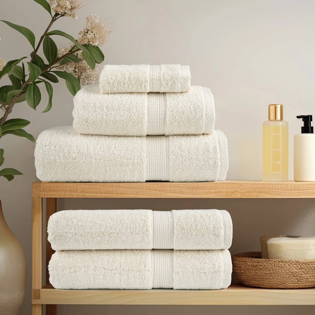 vidaXL Ręczniki premium SOLUND, 2 szt., kremowe, 100x200 cm, 600 g/cm²