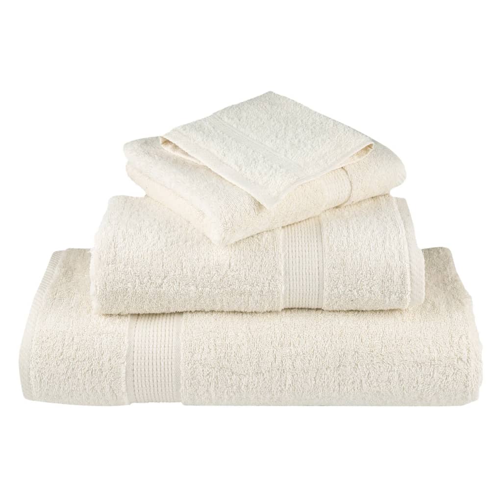 vidaXL Ręczniki premium SOLUND, 2 szt., kremowe, 100x200 cm, 600 g/cm²