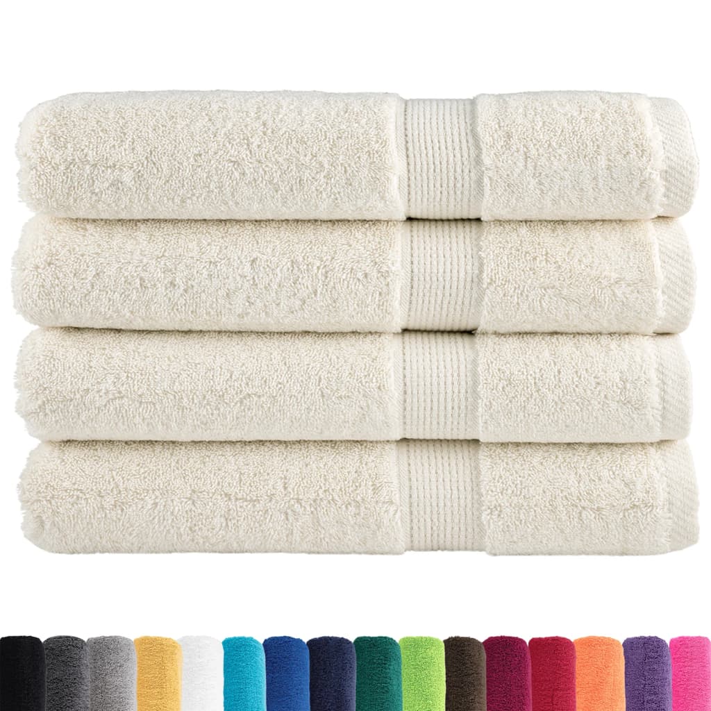 vidaXL Ręczniki premium SOLUND, 4 szt., kremowe, 100x200 cm, 600 g/cm²