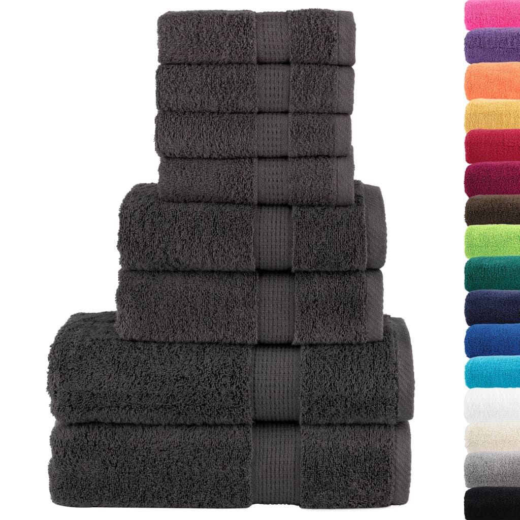 vidaXL 8-cz. zestaw ręczników premium SOLUND, antracytowy, 600 g/cm²