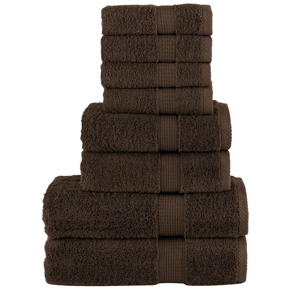 vidaXL 8-częściowy zestaw ręczników premium SOLUND, brązowy, 600 g/cm²