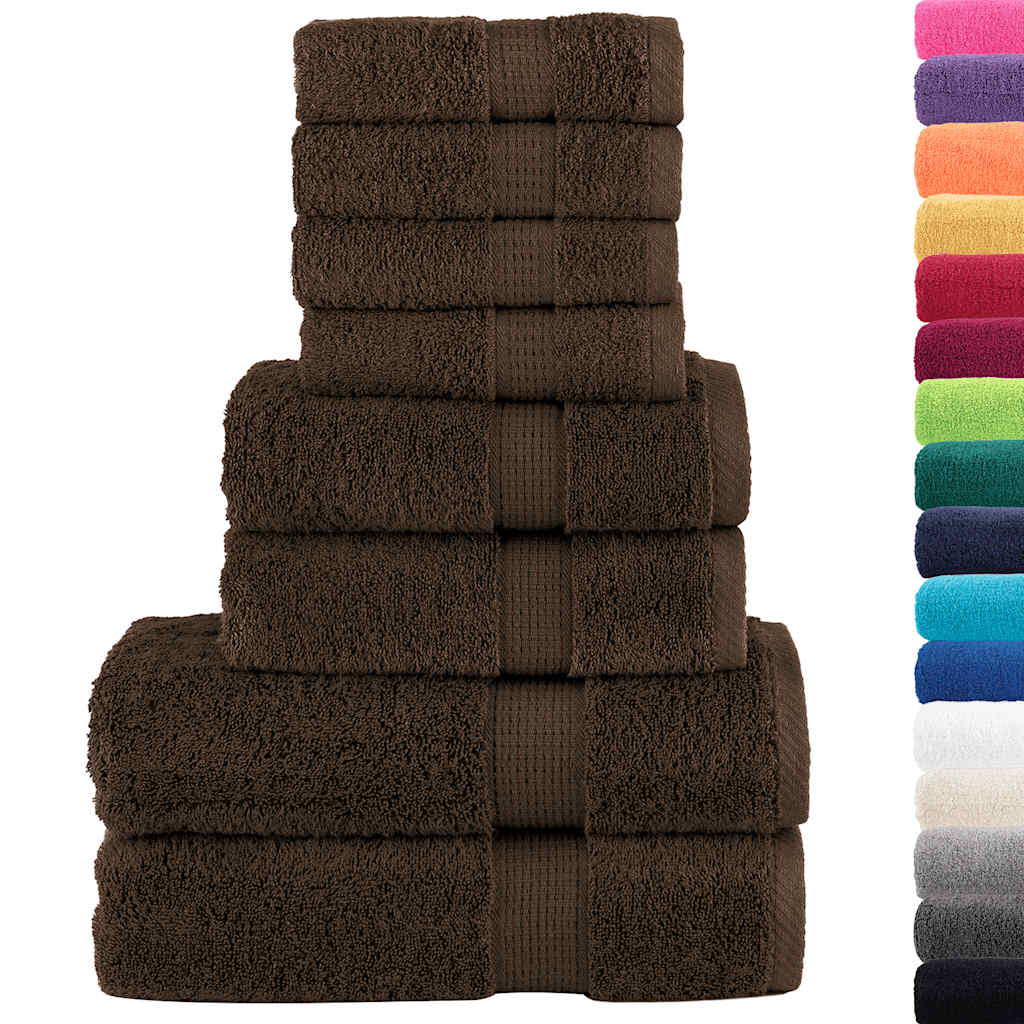 vidaXL 8-częściowy zestaw ręczników premium SOLUND, brązowy, 600 g/cm²