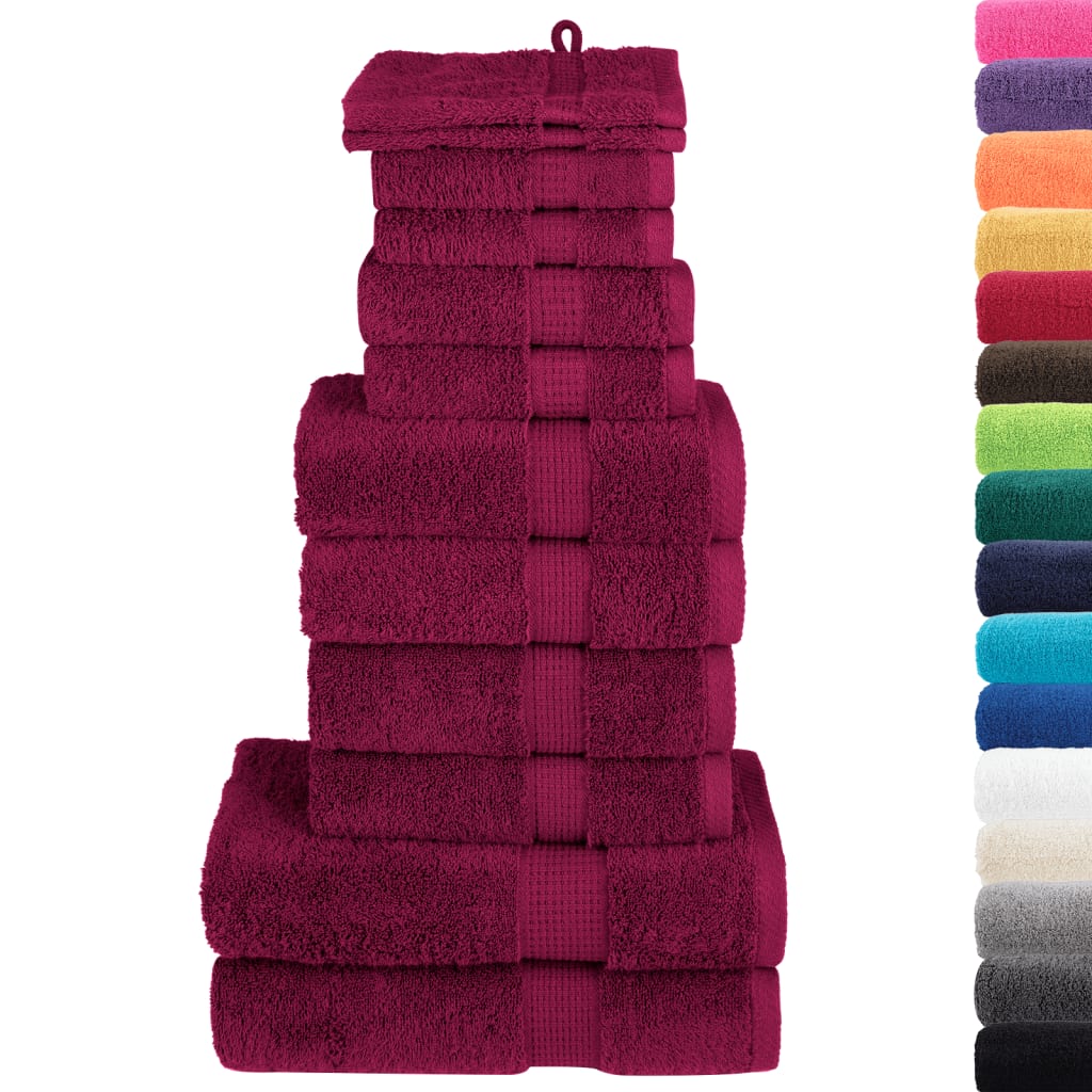 vidaXL 12-cz. zestaw ręczników premium SOLUND, bordowy, 600 g/cm²