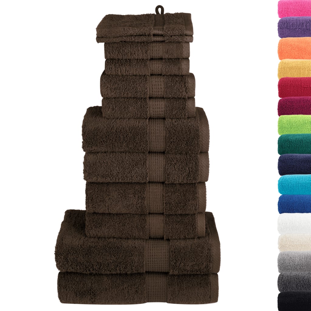vidaXL 12-cz. zestaw ręczników premium SOLUND, brązowy, 600 g/cm²