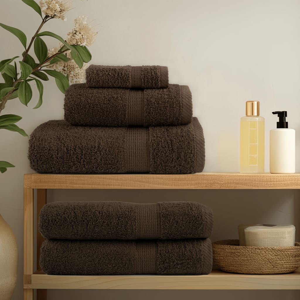 vidaXL 12-cz. zestaw ręczników premium SOLUND, brązowy, 600 g/cm²
