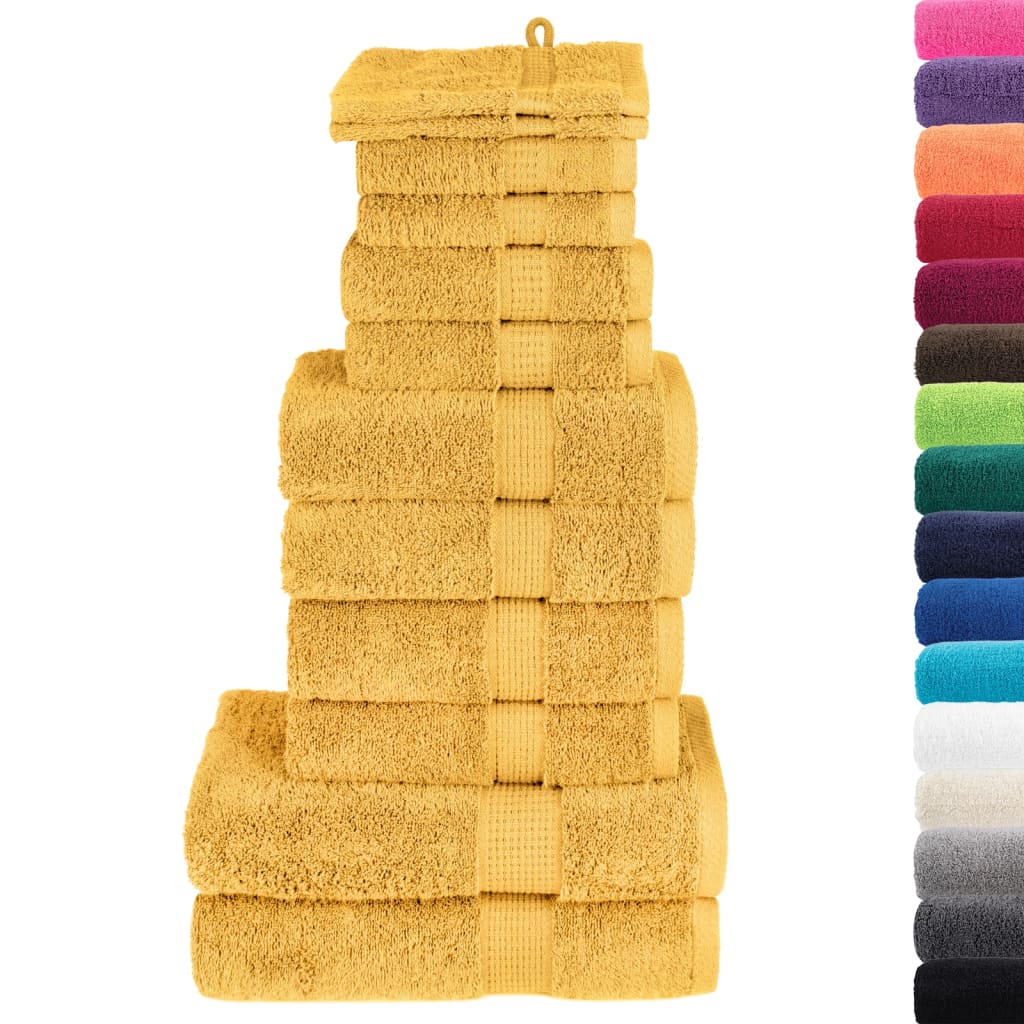 vidaXL 12-częściowy zestaw ręczników premium SOLUND, złoty, 600 g/cm²