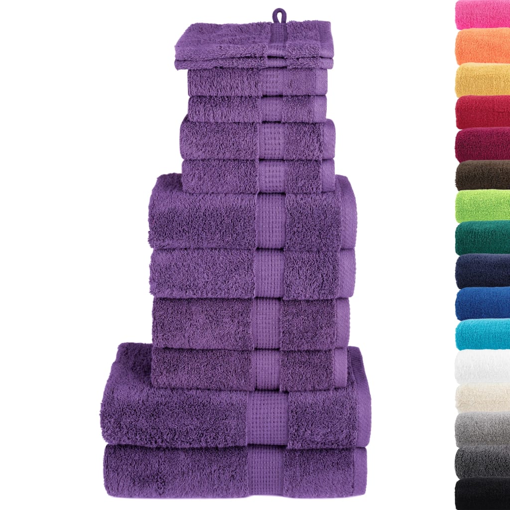 vidaXL 12-cz. zestaw ręczników premium SOLUND, fioletowy, 600 g/cm²