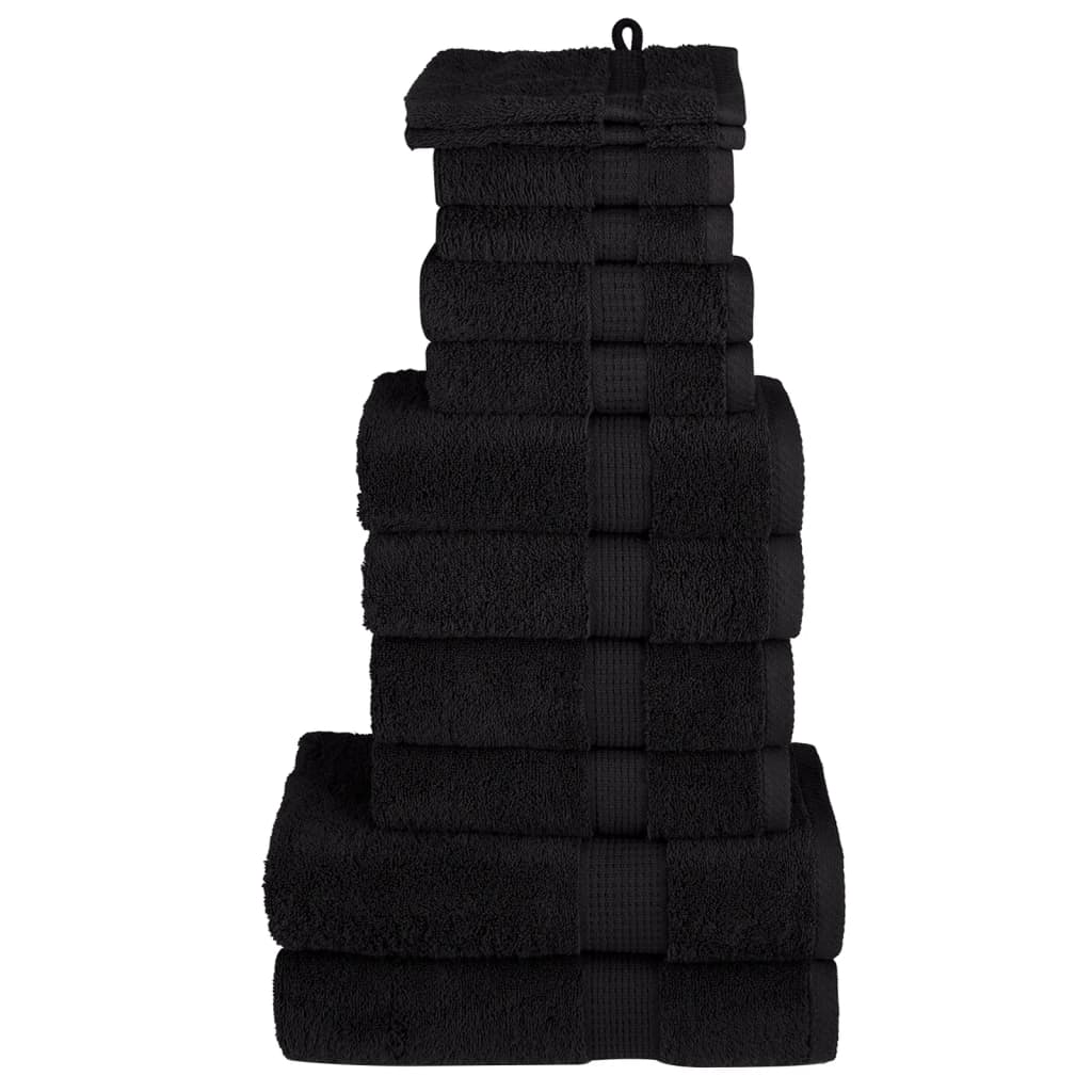 vidaXL 12-częściowy zestaw ręczników premium SOLUND, czarny, 600 g/cm²