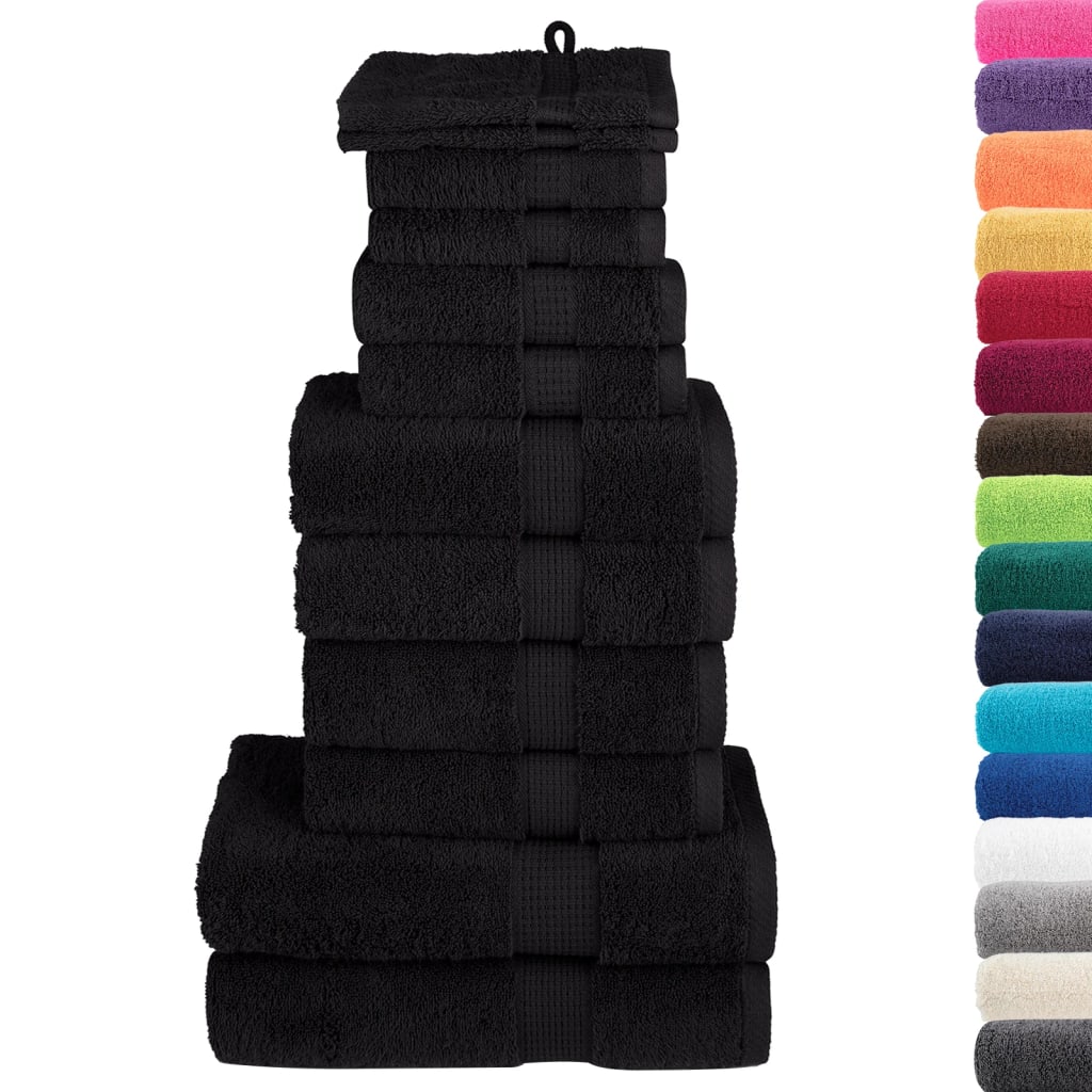 vidaXL 12-częściowy zestaw ręczników premium SOLUND, czarny, 600 g/cm²