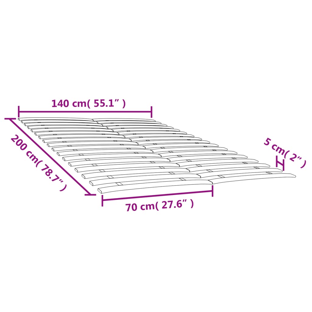 vidaXL Zapasowe listwy do łóżka z 34 listwami 2 szt. 70x200 cm