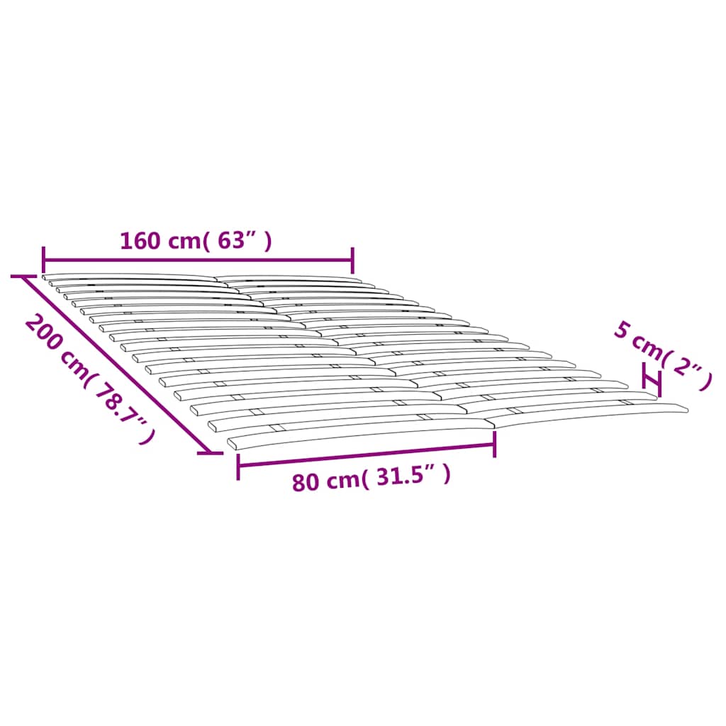 vidaXL Zapasowe listwy do łóżka z 34 listwami 2 szt. 80x200 cm