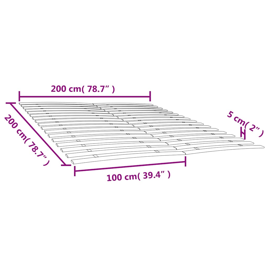 vidaXL Zapasowe listwy do łóżka z 34 listwami 2 szt. 100x200 cm