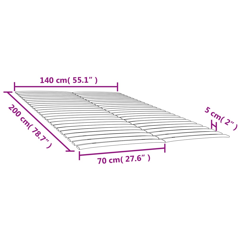 vidaXL Zapasowe listwy do łóżka z 48 listwami 2 szt. 70x200 cm