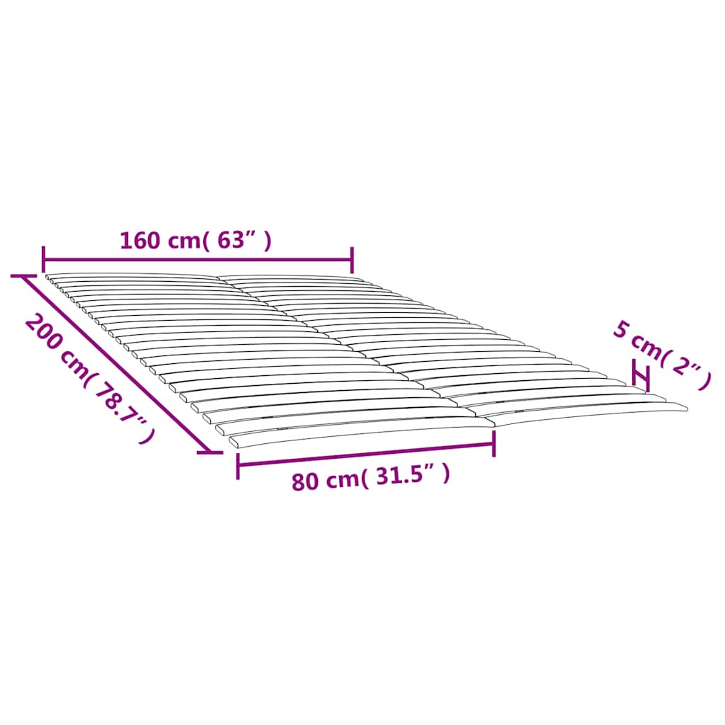 vidaXL Zapasowe listwy do łóżka z 48 listwami 2 szt. 80x200 cm