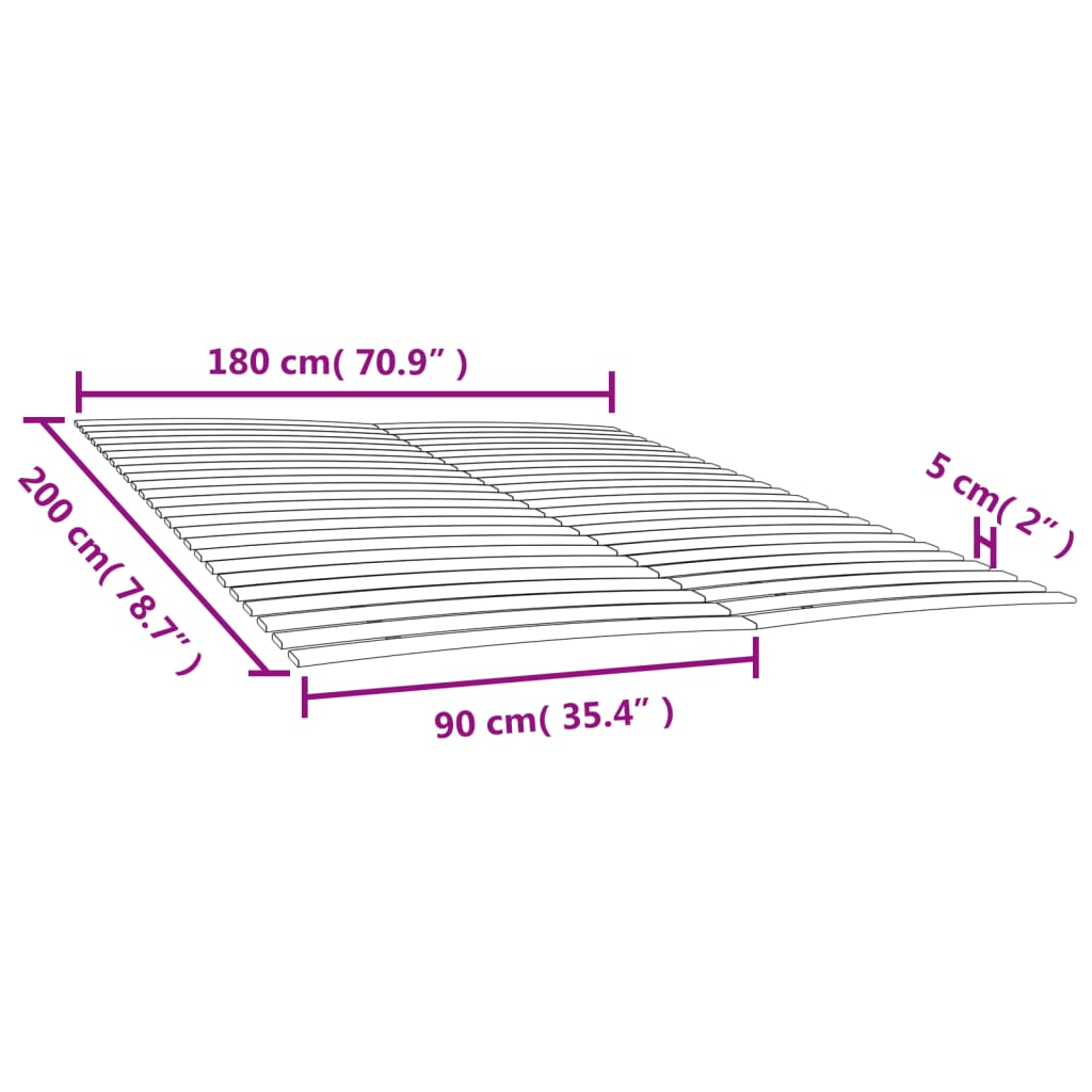 vidaXL Zapasowe listwy do łóżka z 48 listwami 2 szt. 90x200 cm