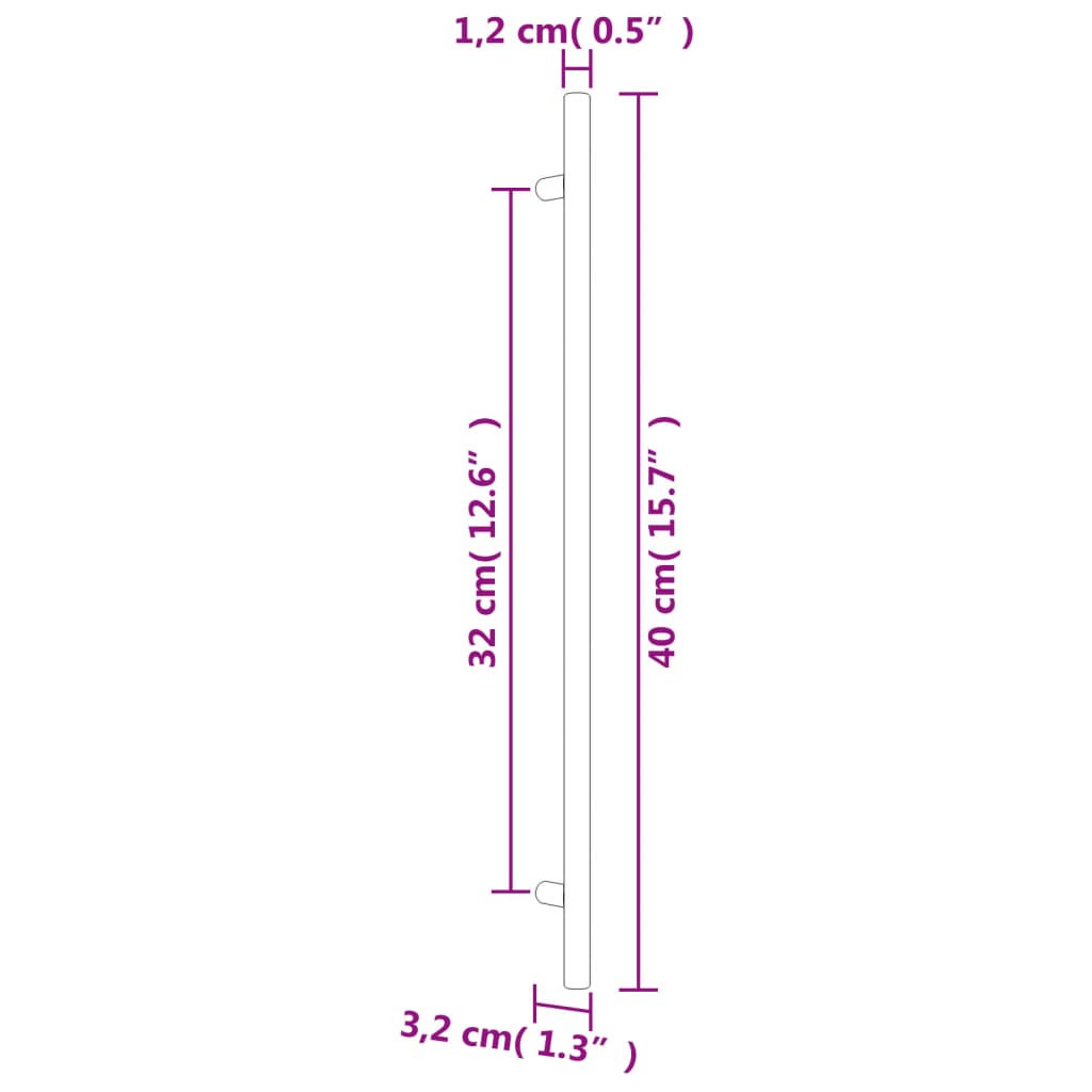 vidaXL Uchwyty do szafek, 20 szt., srebrne, 320 mm, stal nierdzewna