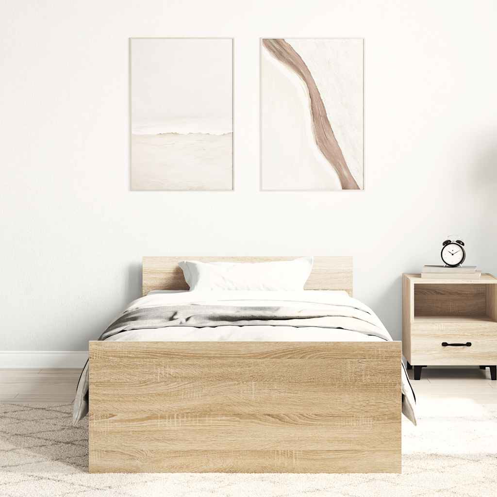 vidaXL Łóżko bez materaca, dąb sonoma, 90x200 cm