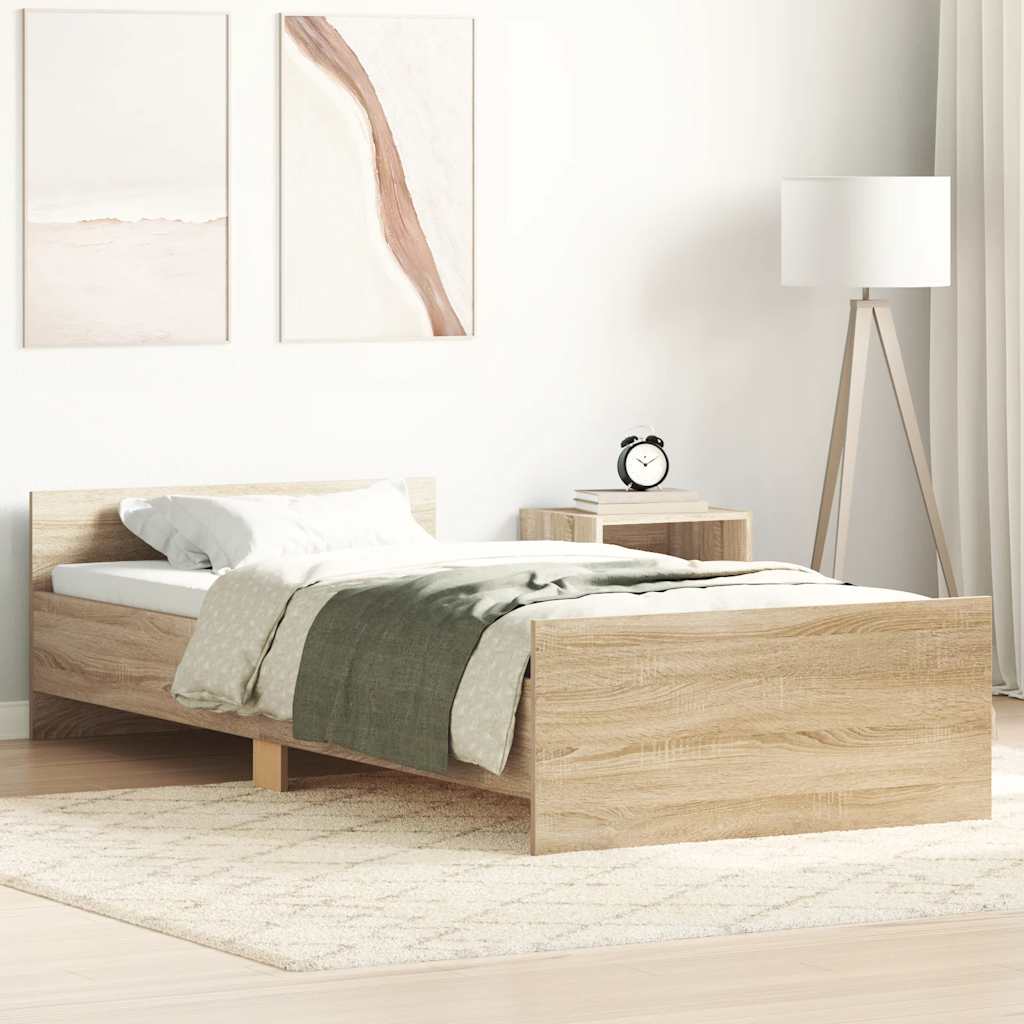 vidaXL Łóżko bez materaca, dąb sonoma, 90x200 cm