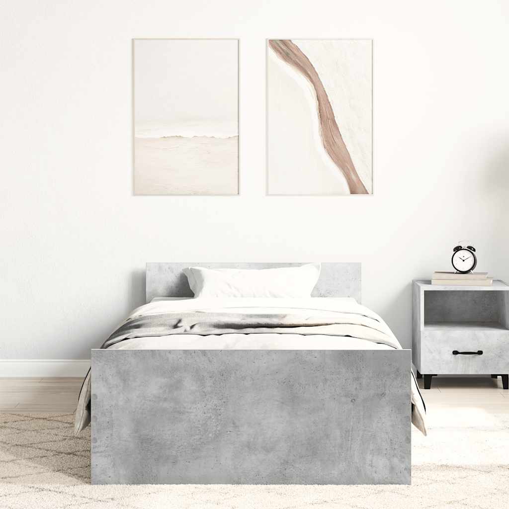 vidaXL Rama łóżka, szarość betonu, 90x200 cm, materiał drewnopochodny