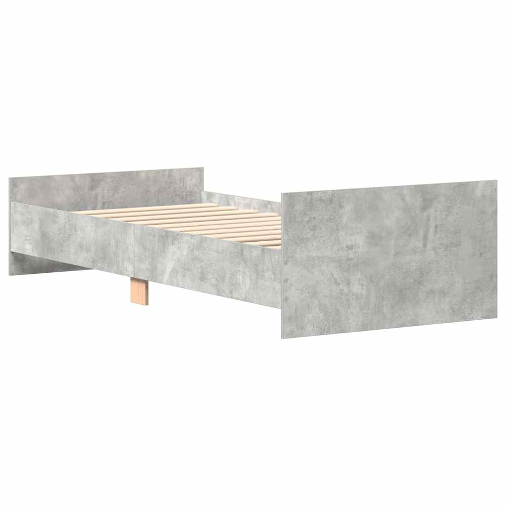 vidaXL Rama łóżka, szarość betonu, 90x200 cm, materiał drewnopochodny