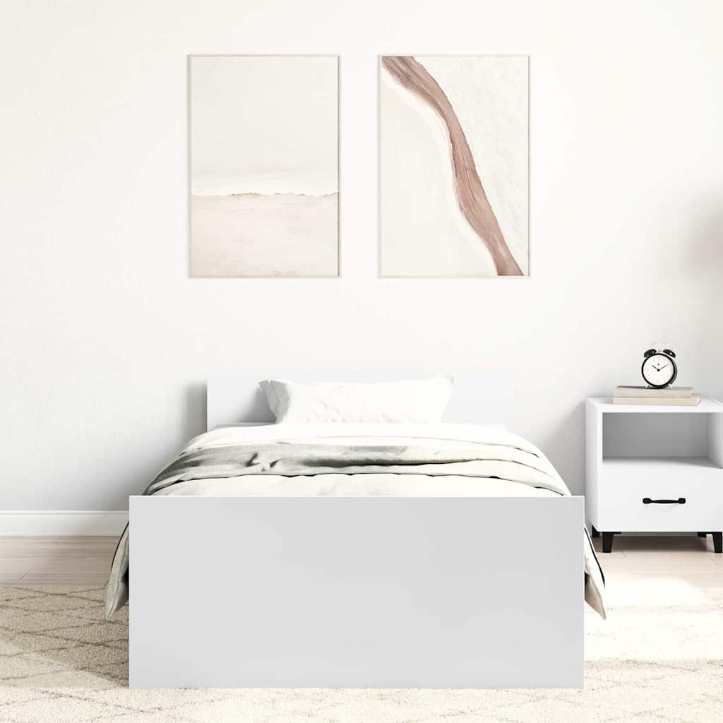 vidaXL Rama łóżka, biała, 100x200 cm, materiał drewnopochodny