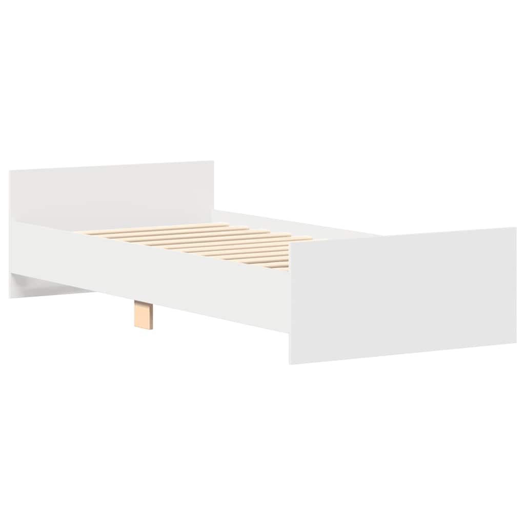 vidaXL Rama łóżka, biała, 100x200 cm, materiał drewnopochodny