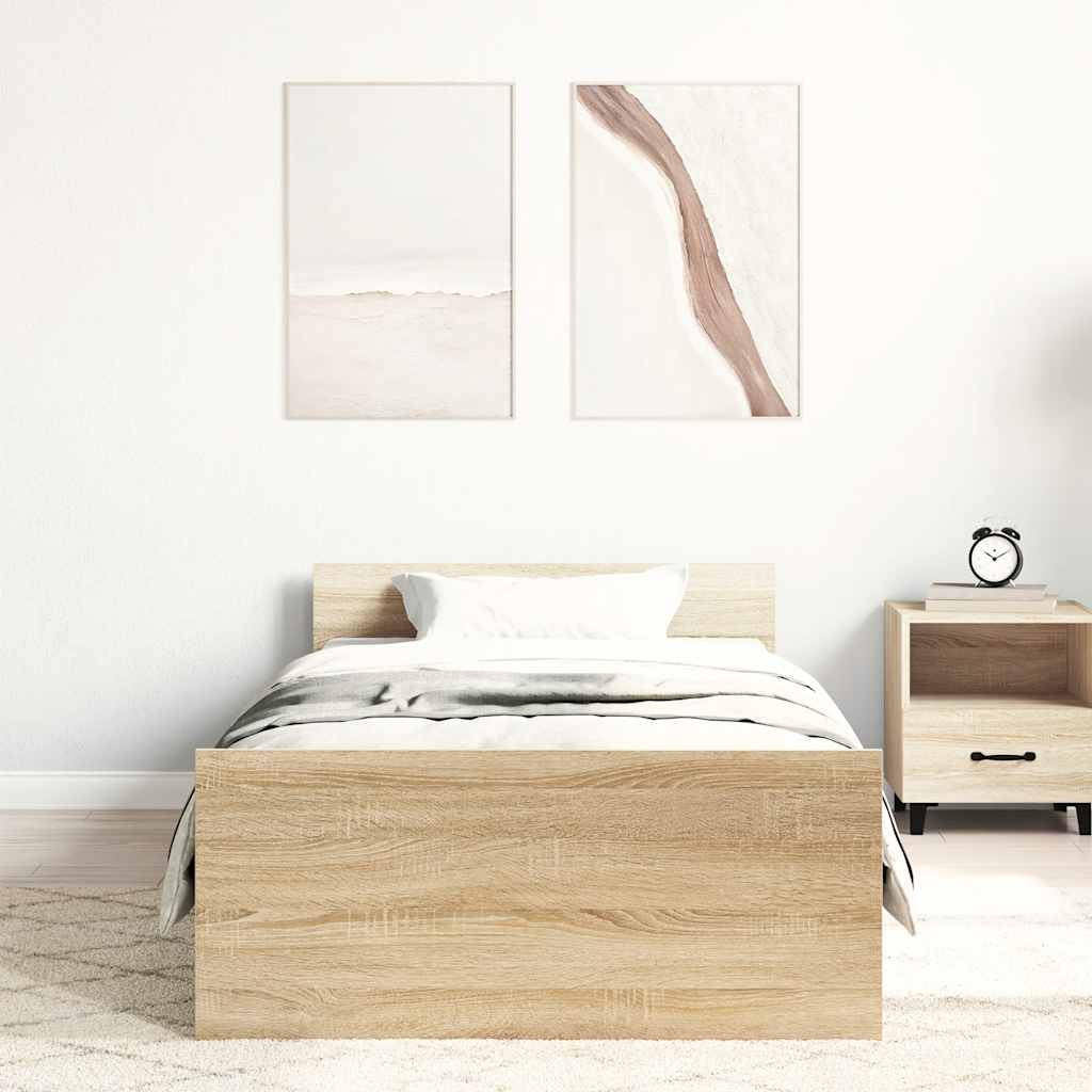 vidaXL Łóżko bez materaca, dąb sonoma, 100x200 cm