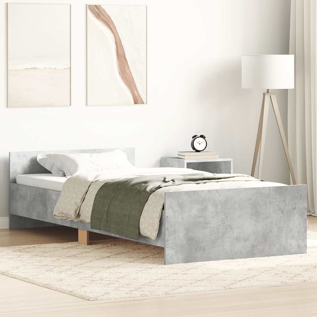 vidaXL Rama łóżka, szarość betonu, 100x200 cm, materiał drewnopochodny