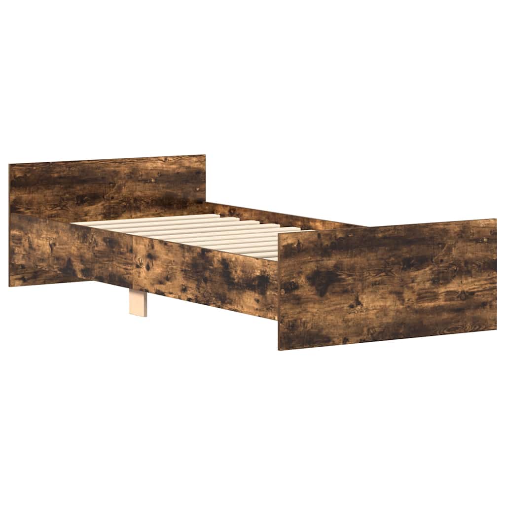 vidaXL Łóżko bez materaca, przydymiony dąb, 100x200 cm
