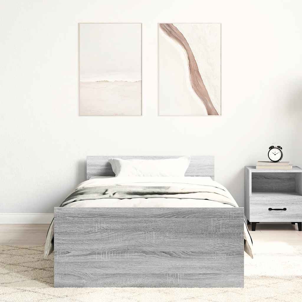 vidaXL Rama łóżka, szary dąb sonoma, 100x200cm materiał drewnopochodny