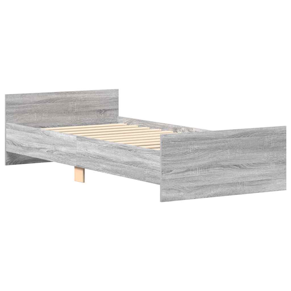 vidaXL Rama łóżka, szary dąb sonoma, 100x200cm materiał drewnopochodny