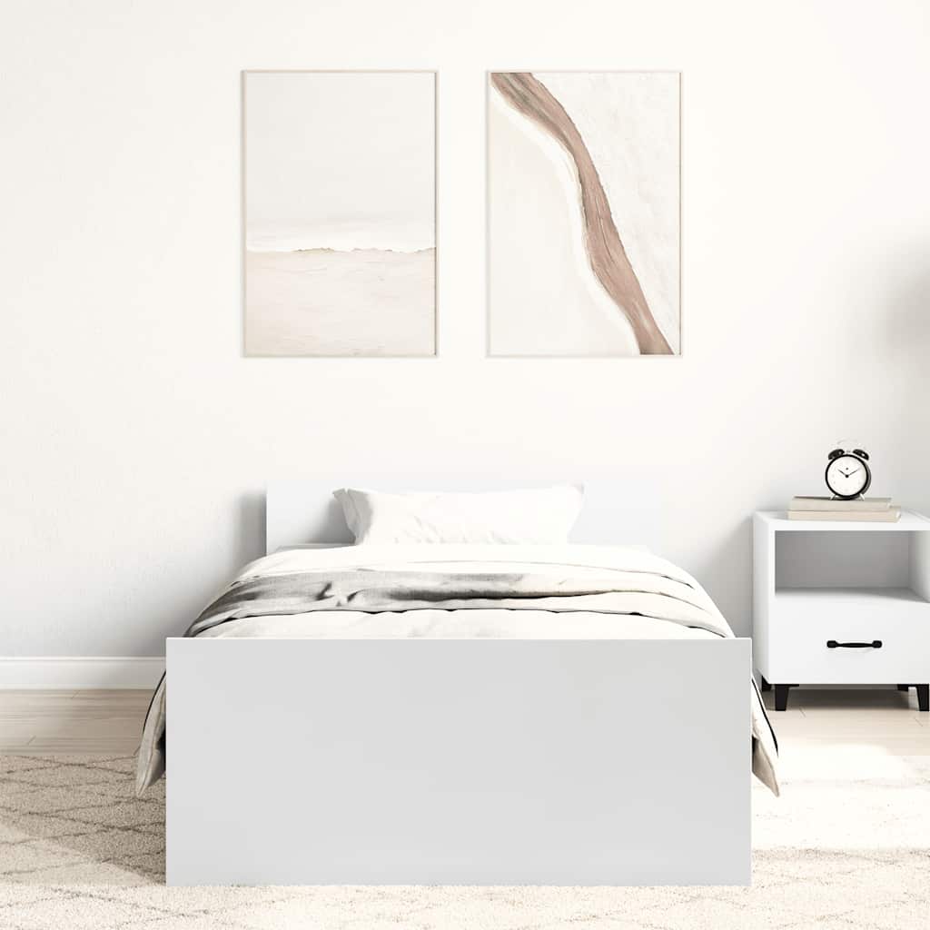 vidaXL Rama łóżka, biała, 90x190 cm, materiał drewnopochodny
