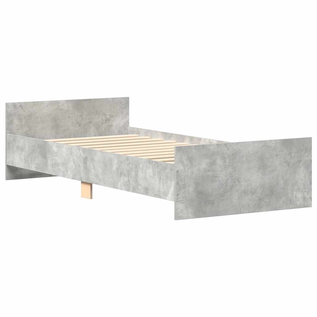 vidaXL Rama łóżka, szarość betonu, 90x190 cm, materiał drewnopochodny