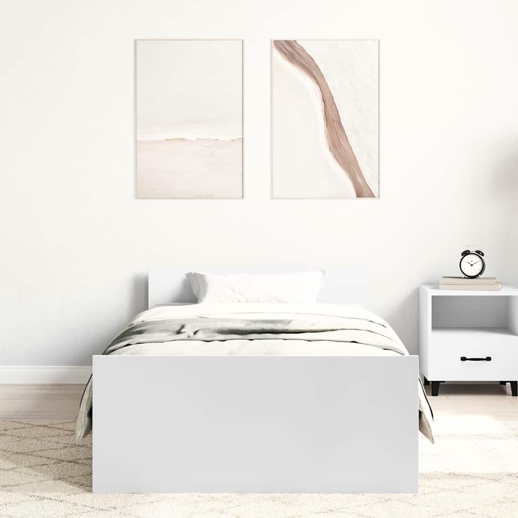 vidaXL Rama łóżka, biała, 75x190 cm, materiał drewnopochodny