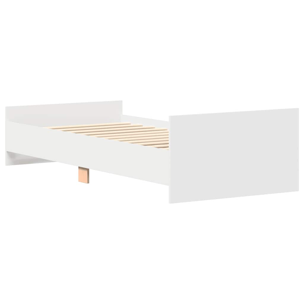 vidaXL Rama łóżka, biała, 75x190 cm, materiał drewnopochodny