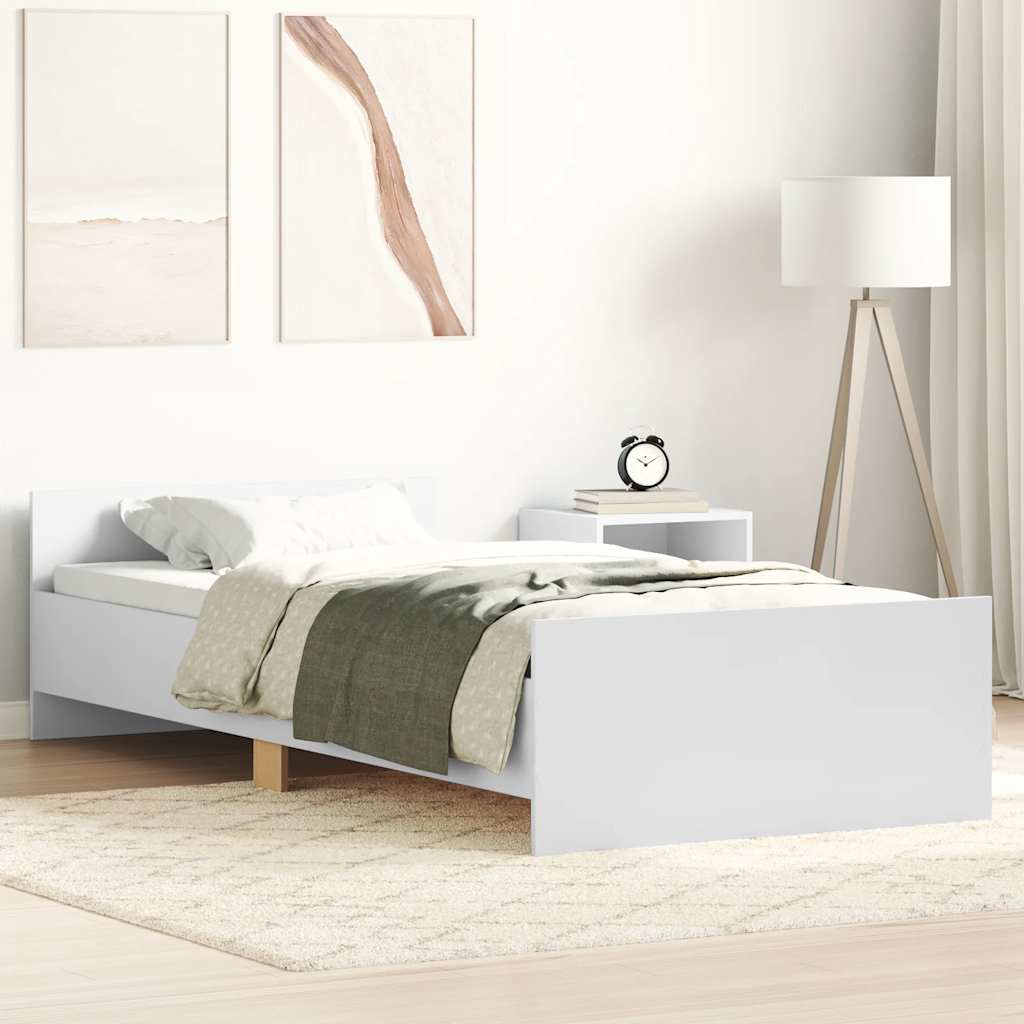 vidaXL Rama łóżka, biała, 75x190 cm, materiał drewnopochodny